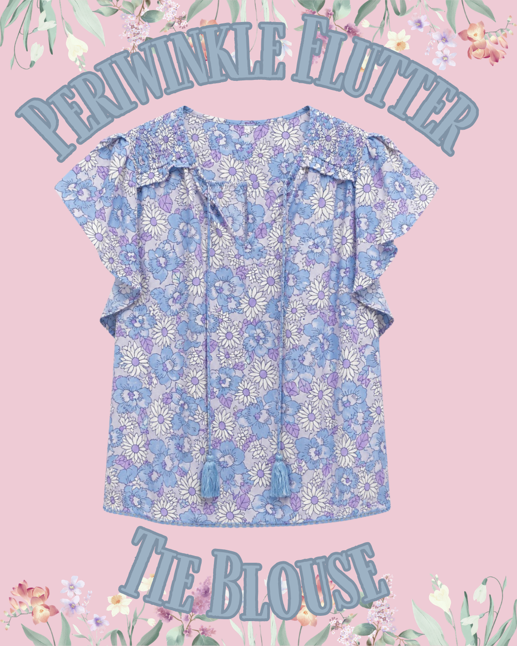 Periwinkle Flutter Tie Blouse