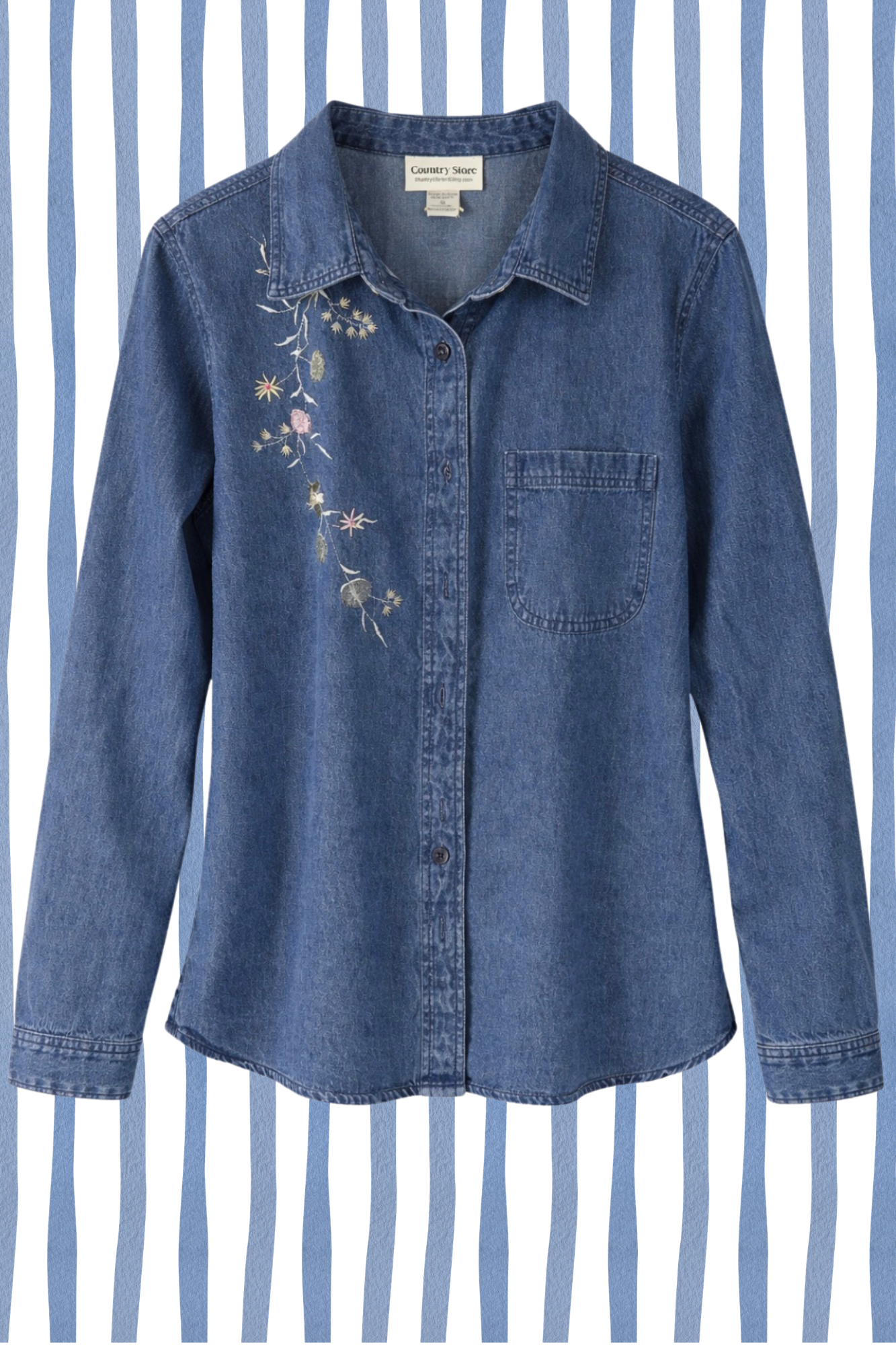 Wildflower Stitch Denim Shirt