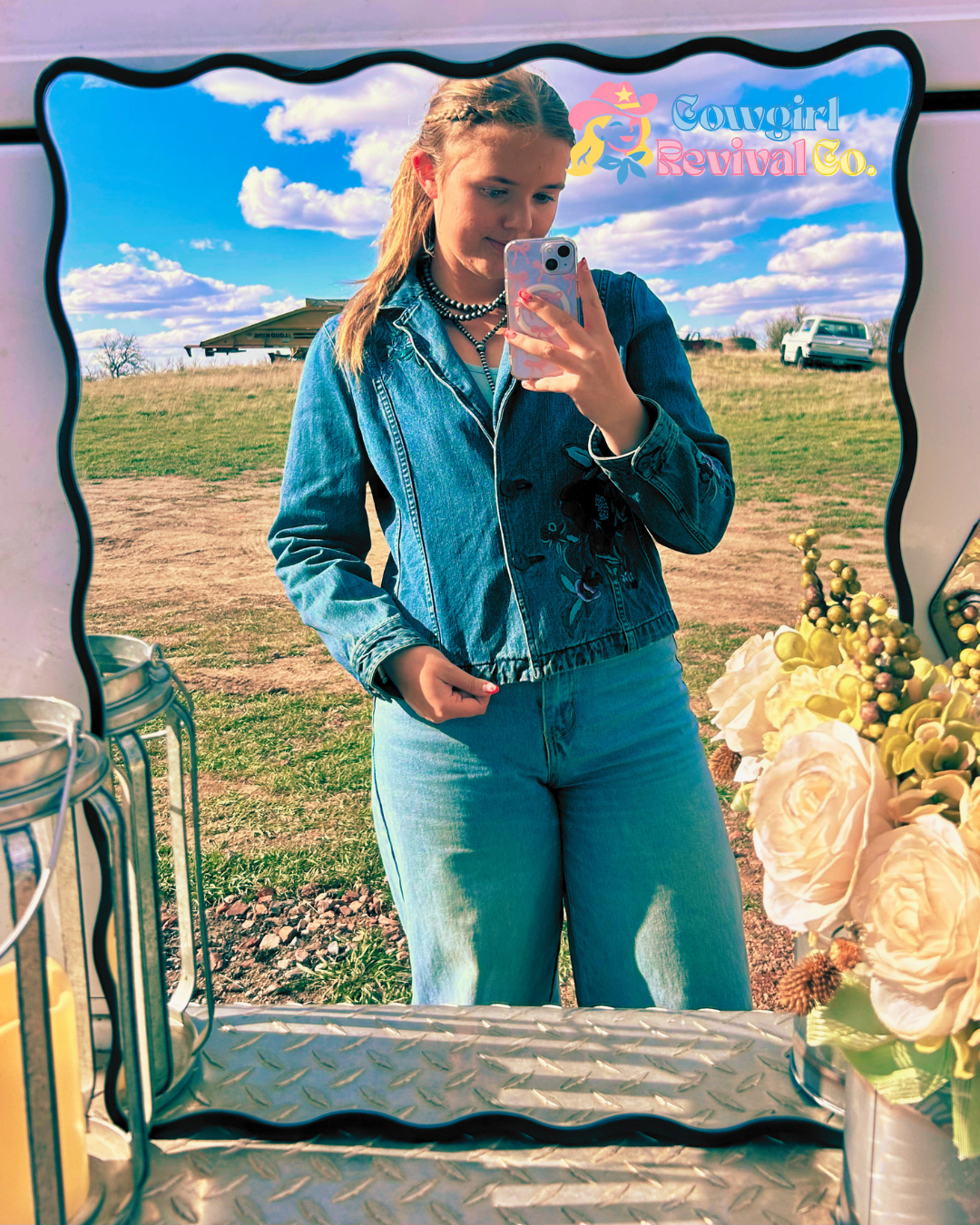 Violet Bloom Denim Jacket