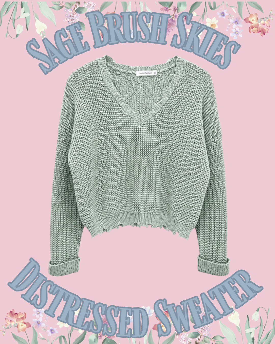 Sagebrush Skies Distressed Sweater