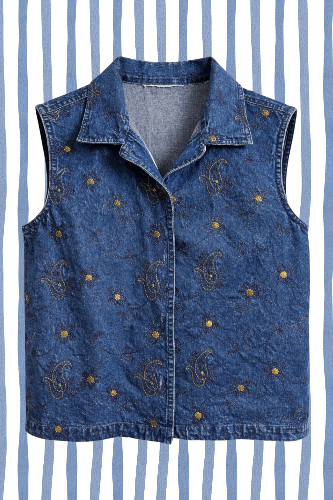 Yellow Rosette Denim Vest