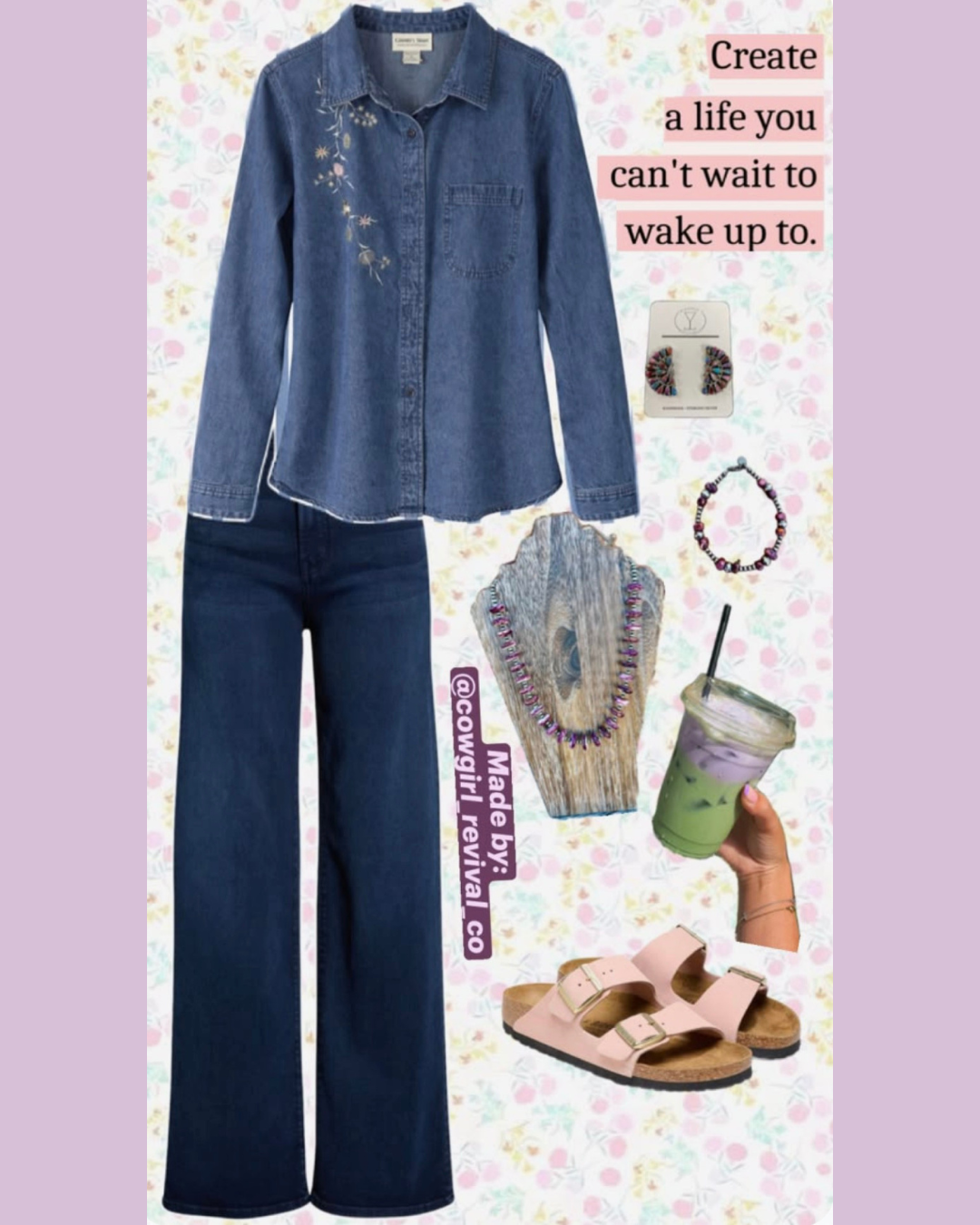 Wildflower Stitch Denim Shirt