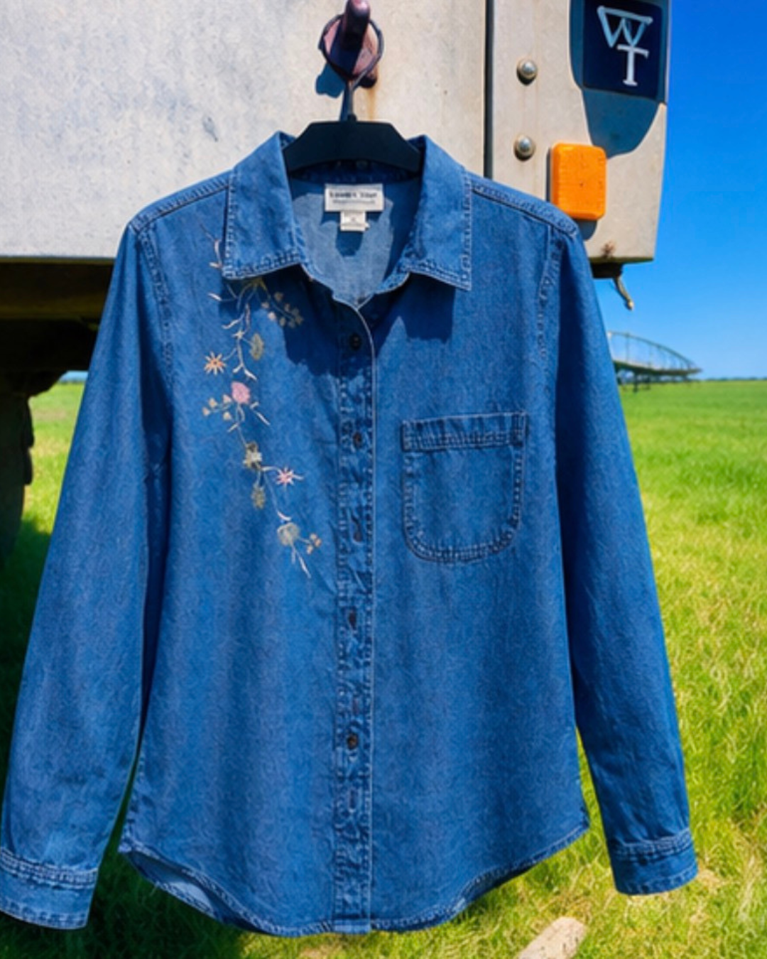 Wildflower Stitch Denim Shirt