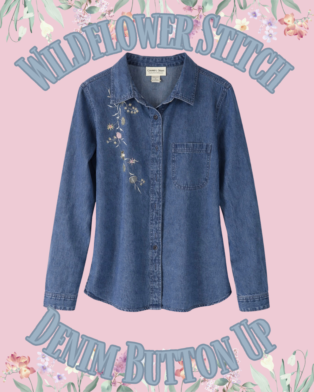 Wildflower Stitch Denim Shirt