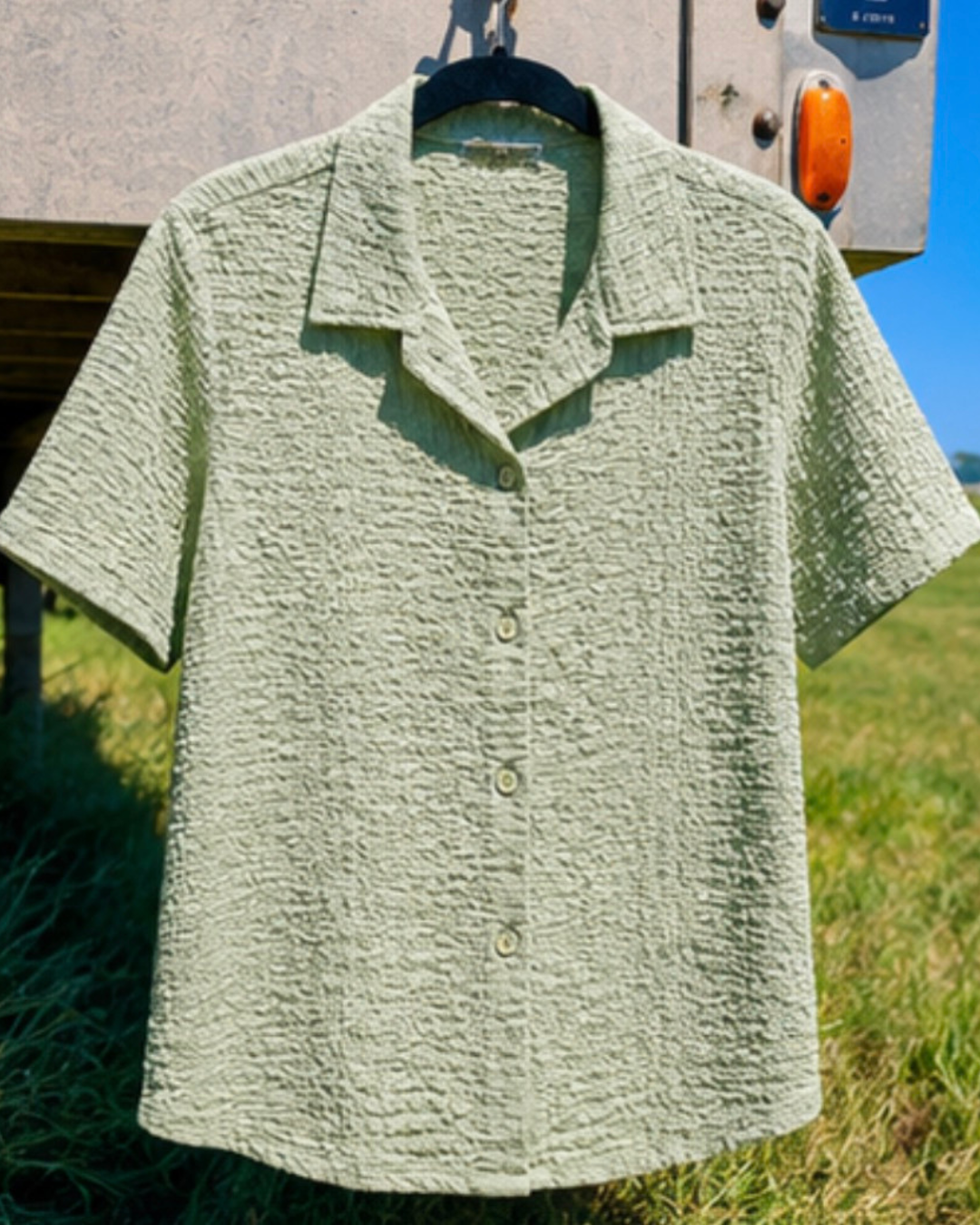Silver Sage Short Sleeve Button Up