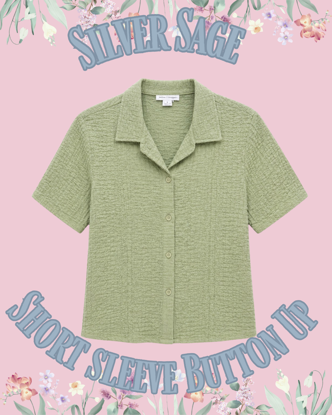 Silver Sage Short Sleeve Button Up