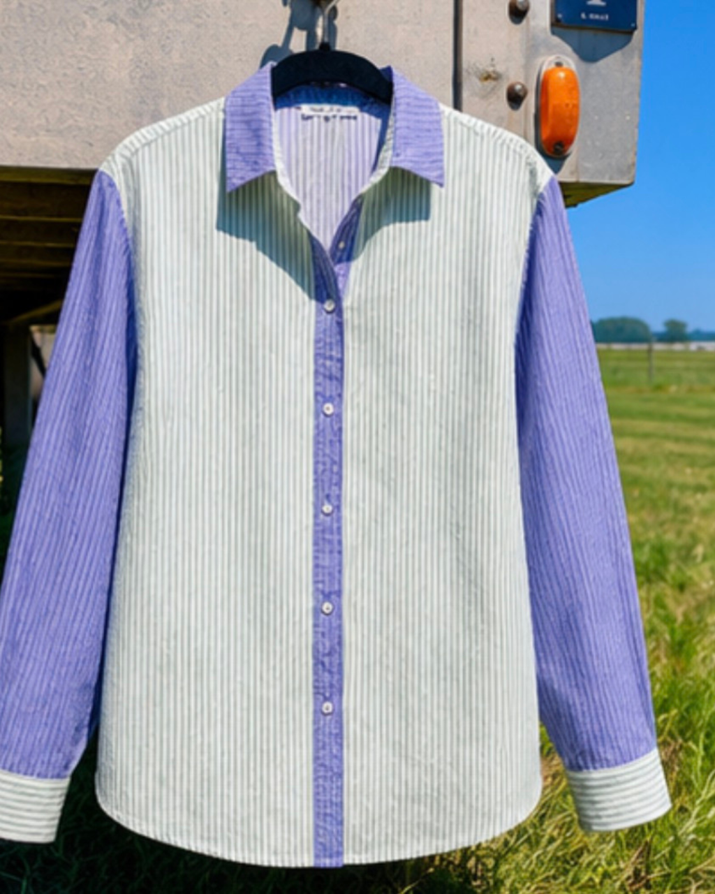 Lavender Mesa Color Block Button Up