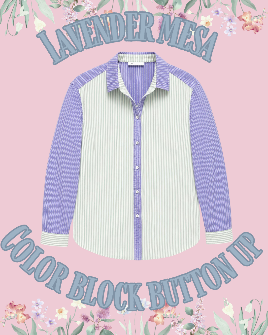 Lavender Mesa Color Block Button Up