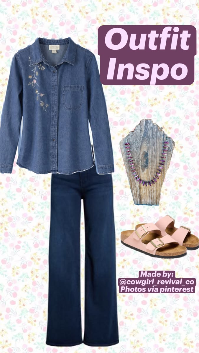 Wildflower Stitch Denim Shirt